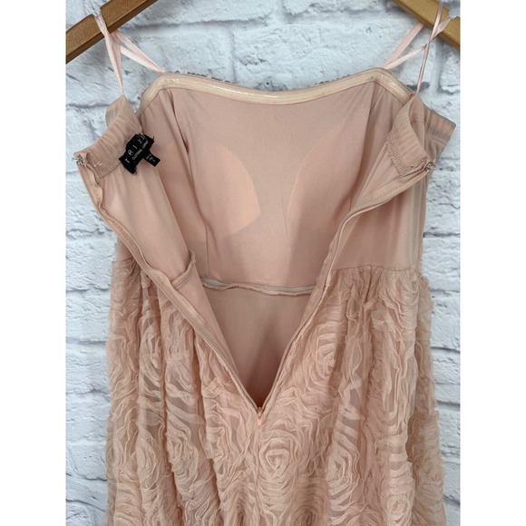 Trixxi Blush Pink Rosette Maxi Dress Rhinestone Sweetheart Formal Prom Size 9 - Picture 10 of 13